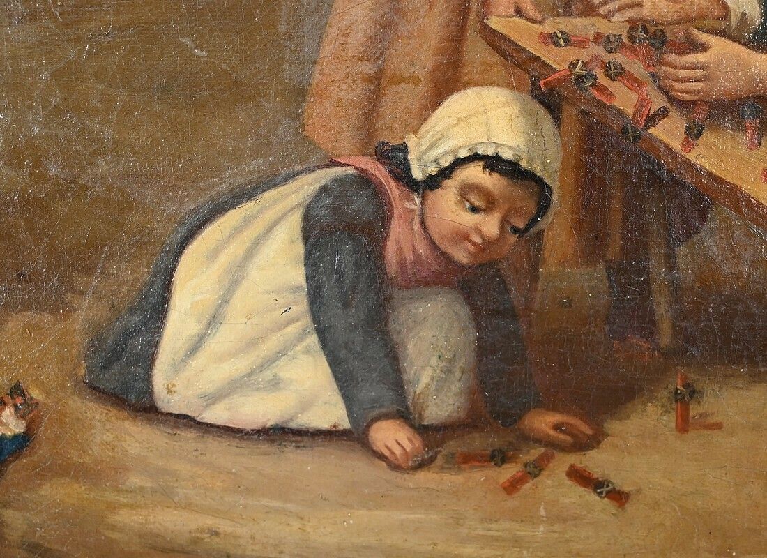 Oil On Canvas “Children’s Games”, 19th Century French School photo buy