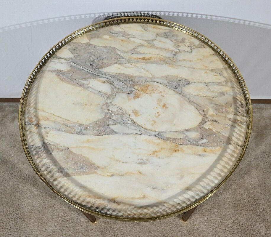 Mahogany Bouillotte Table, Louis XVI Style – Late 19th Century photo vinterior