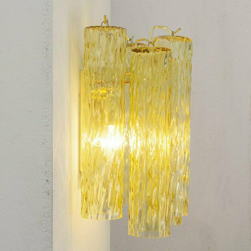 Wall Lamp In Yellow Decorated Murano Glass, Italy, 1990s photo 482.0
