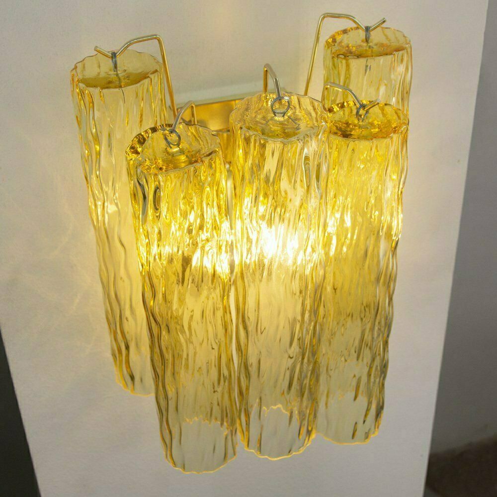 Wall Lamp In Yellow Decorated Murano Glass, Italy, 1990s photo vintage