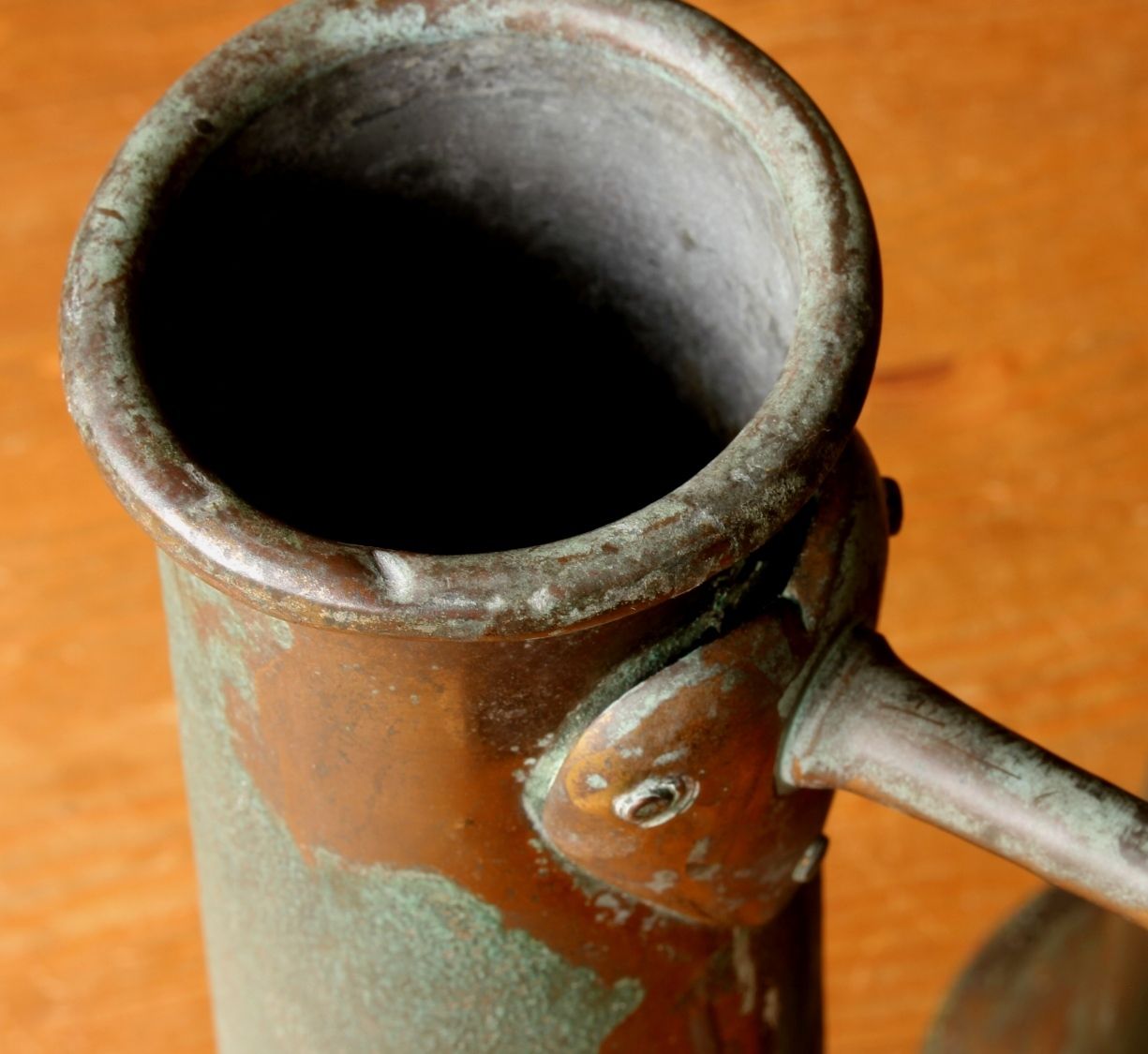 305.0 Steam Ship Boiler Room Test Jugs. Art Nouveau Rustic Verdigris Vases. photo