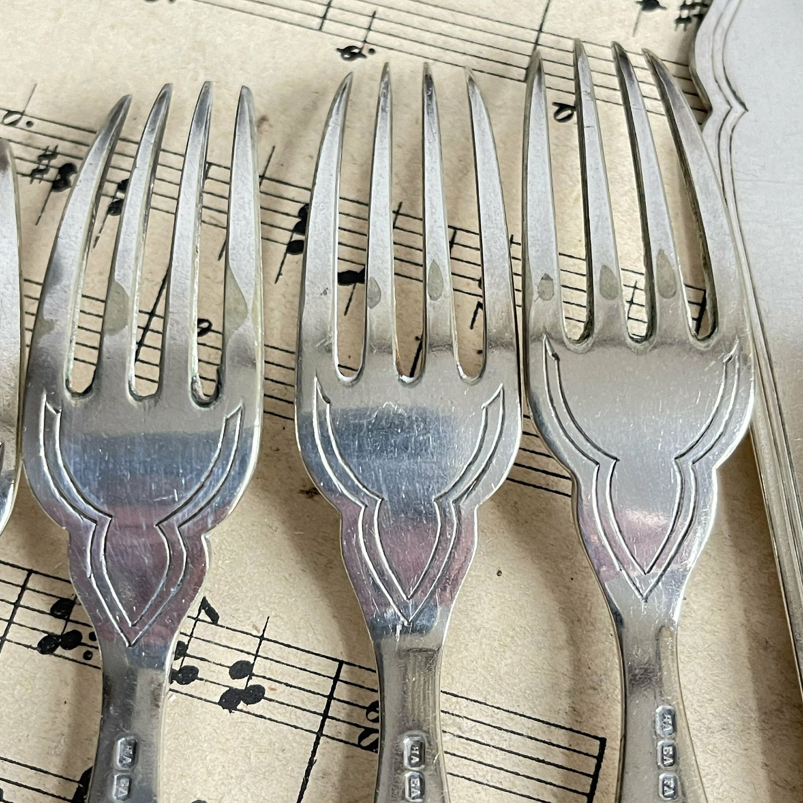 photo for sale Vintage Fish Cutlery Silver Plated   Reed Pattern   Set Of 6 Flatware   Food Photography Props   Atkin Brothers Sheffield