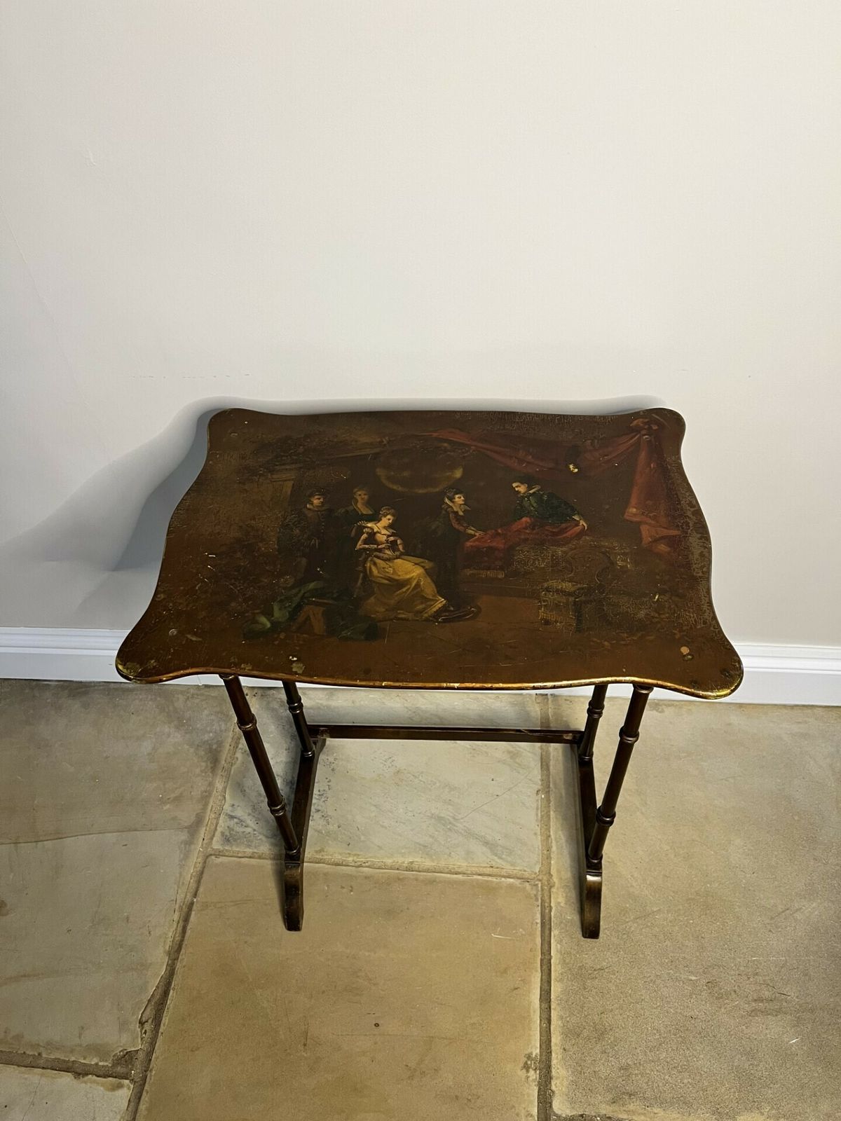 Lovely Nest Of Four Edwardian Quality Decorated Tables photo for sale