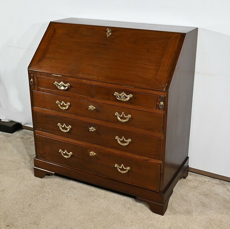 Scribanne Chest Of Drawers In Solid Mahogany, Georgian Period, England – 18th Century photo for sale