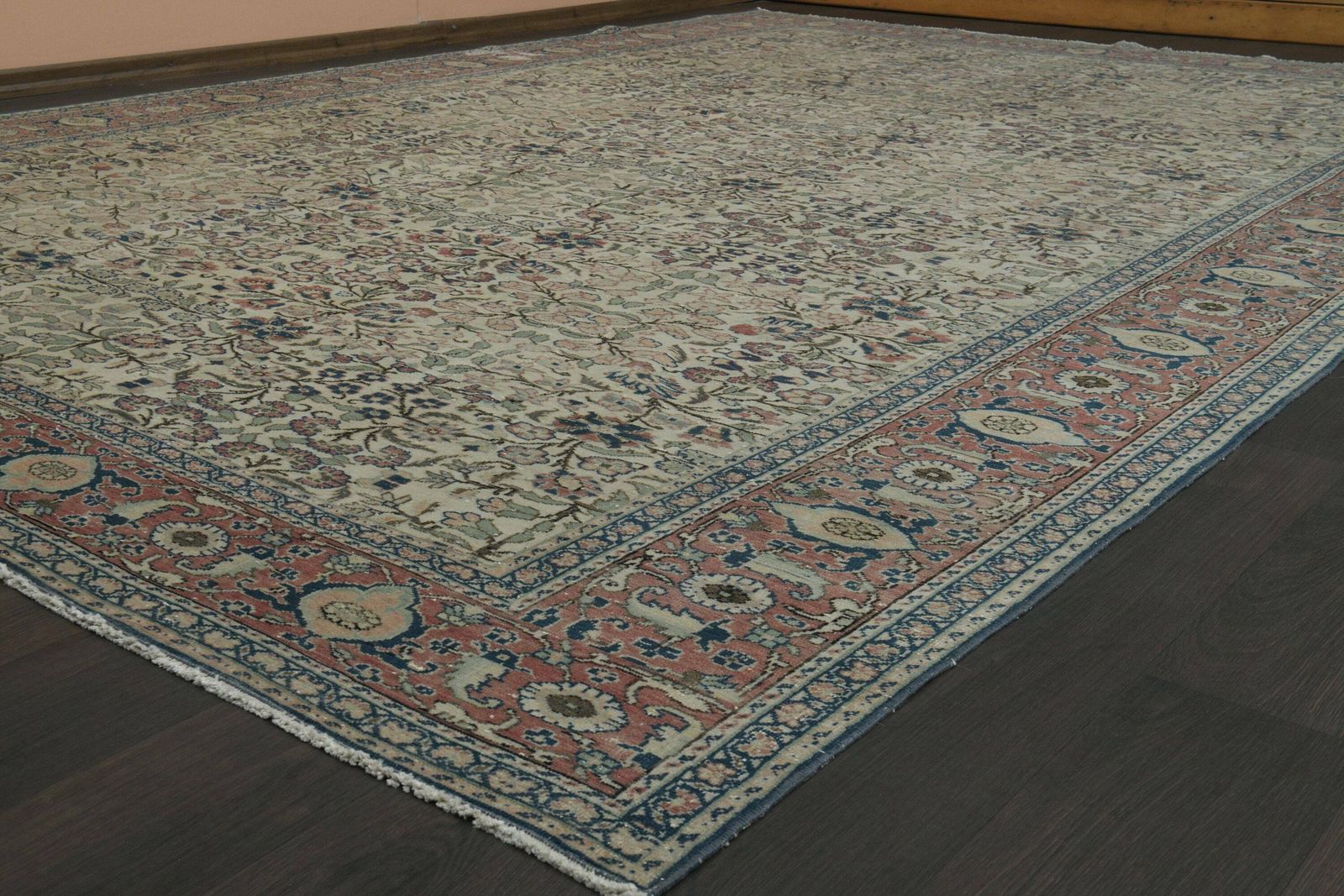 8x12 Unique Floral Vintage Area Rug, Anatolian Rug, Oversized Beige Blue Floral Rug, Wool On Cotton Large Rug, Living Room Rug, 8.3x12.1 Ft photo furniture