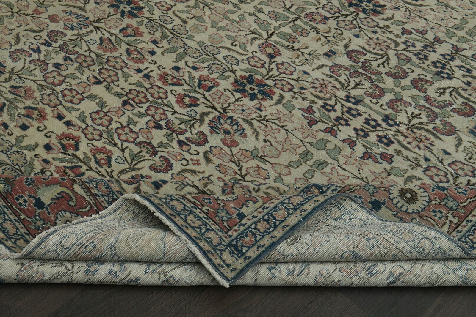 8x12 Unique Floral Vintage Area Rug, Anatolian Rug, Oversized Beige Blue Floral Rug, Wool On Cotton Large Rug, Living Room Rug, 8.3x12.1 Ft photo buy