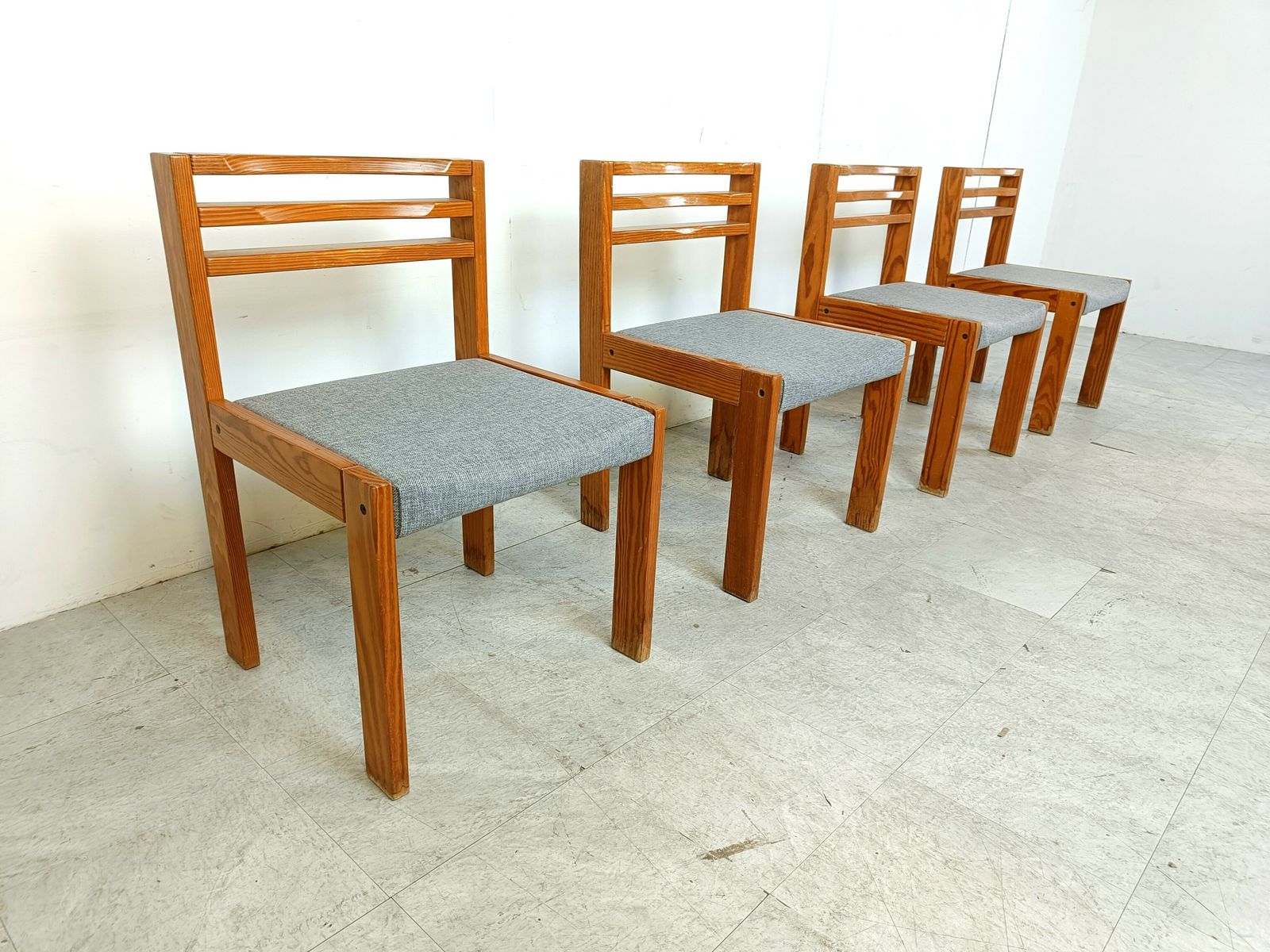 Set Of 4 Pine Wood Sg 1200 Dining Chairs By Cees Braakman, 1970s photo furniture