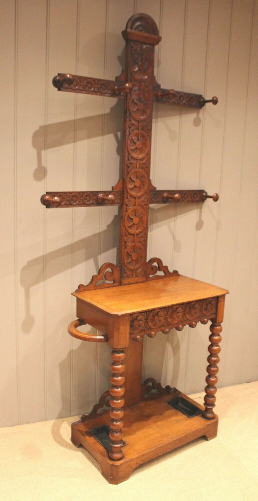 photo for sale Victorian Carved Oak Hall Stand