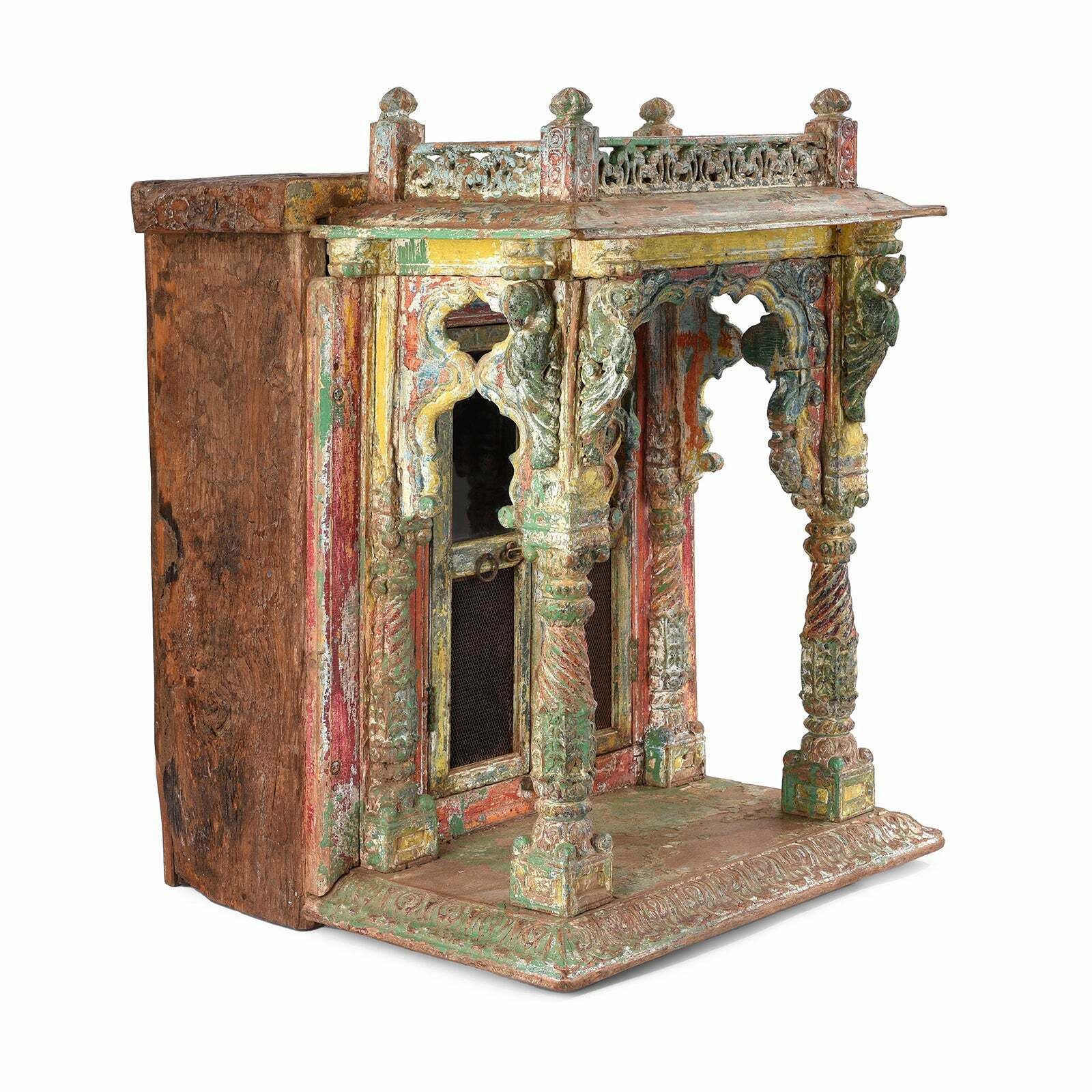 Antique Painted Indian House Shrine From Gujarat, 18th Century photo furniture