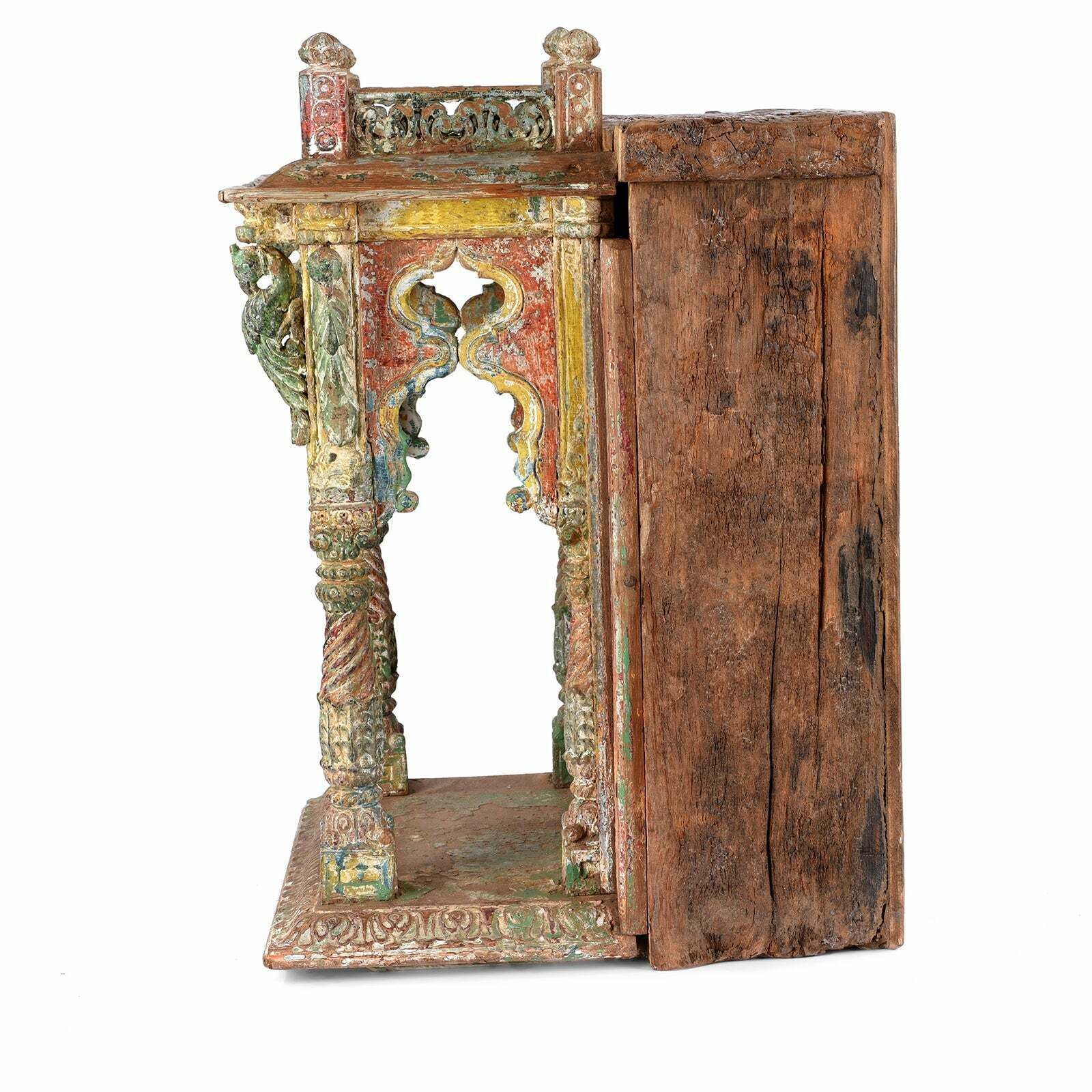 Antique Painted Indian House Shrine From Gujarat, 18th Century photo Furniture