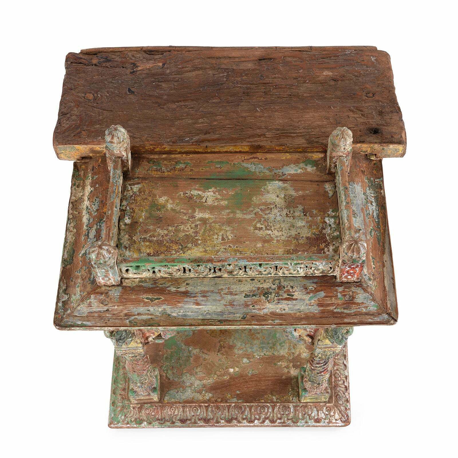 Furniture Antique Painted Indian House Shrine From Gujarat, 18th Century photo