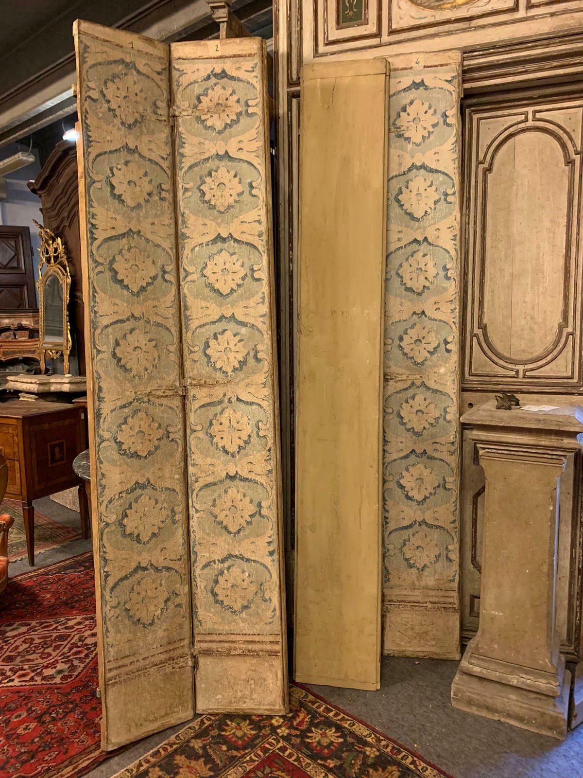 4 Leaf Door In Richly Painted Wood, From Venice, Italy photo vintage