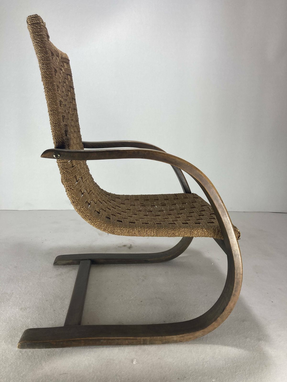 Cantilever Wicker Cord Chair, 1930s photo 841.0
