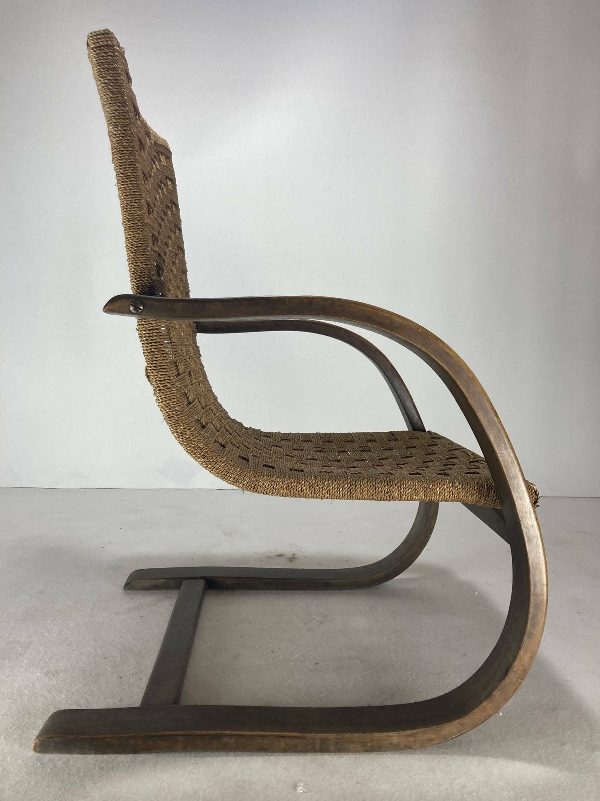 Cantilever Wicker Cord Chair, 1930s photo vinterior