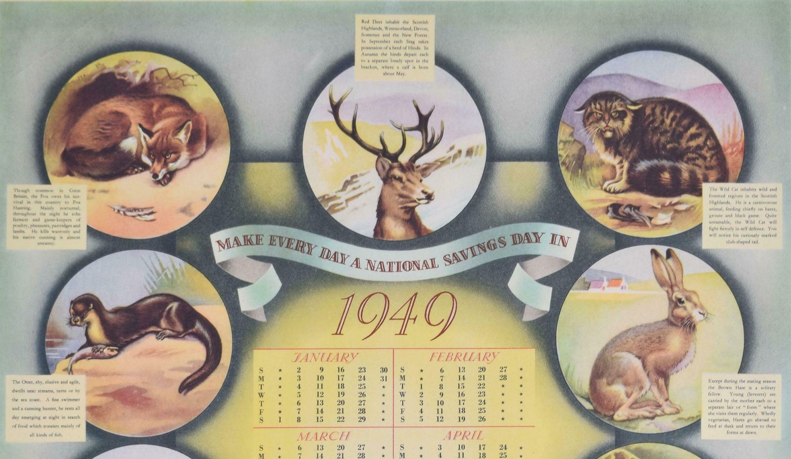 Unknown National Savings 1949 Original Vintage Calendar Poster 1949 photo furniture