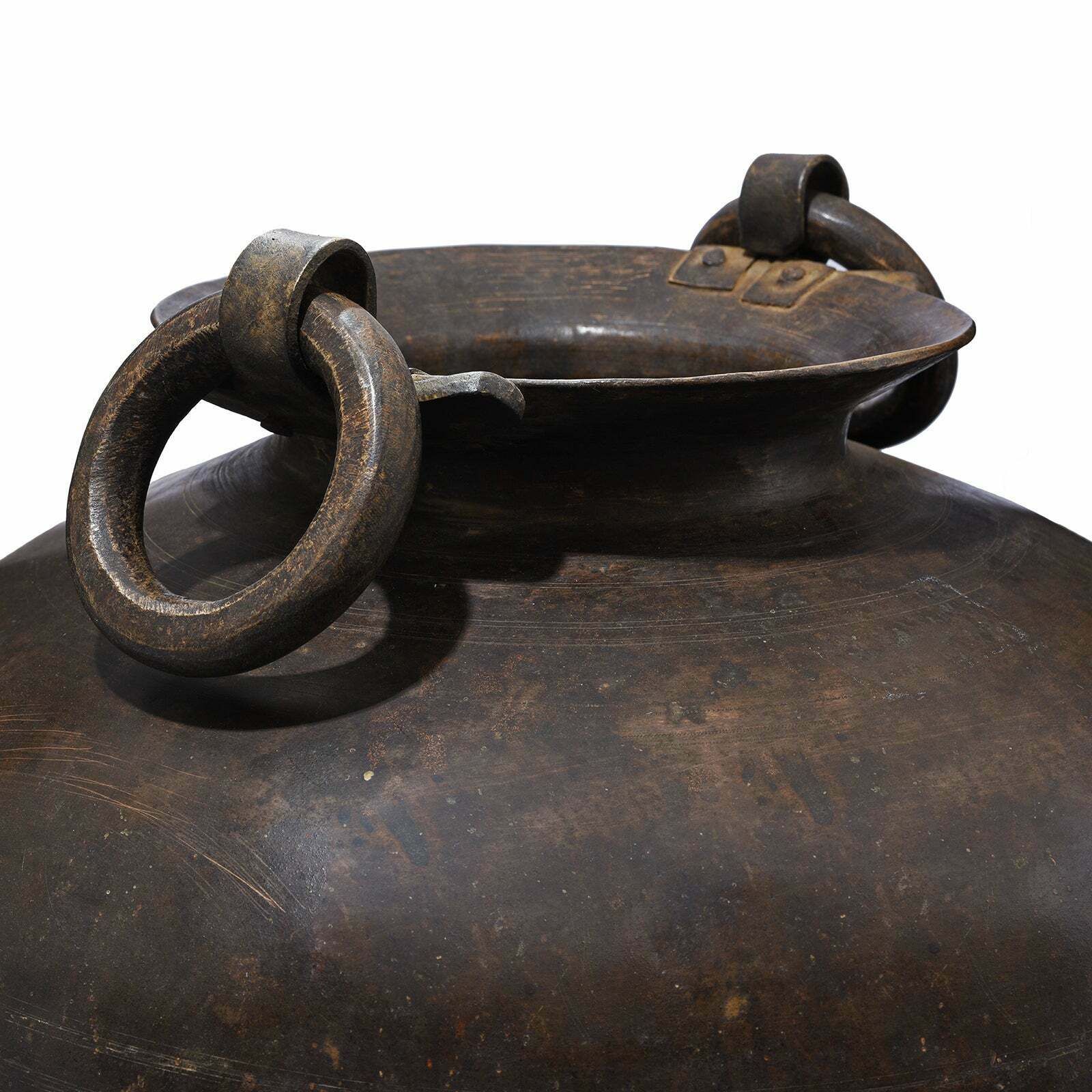 Antique South Indian Brass Matka Water Pot, 19th Century photo furniture