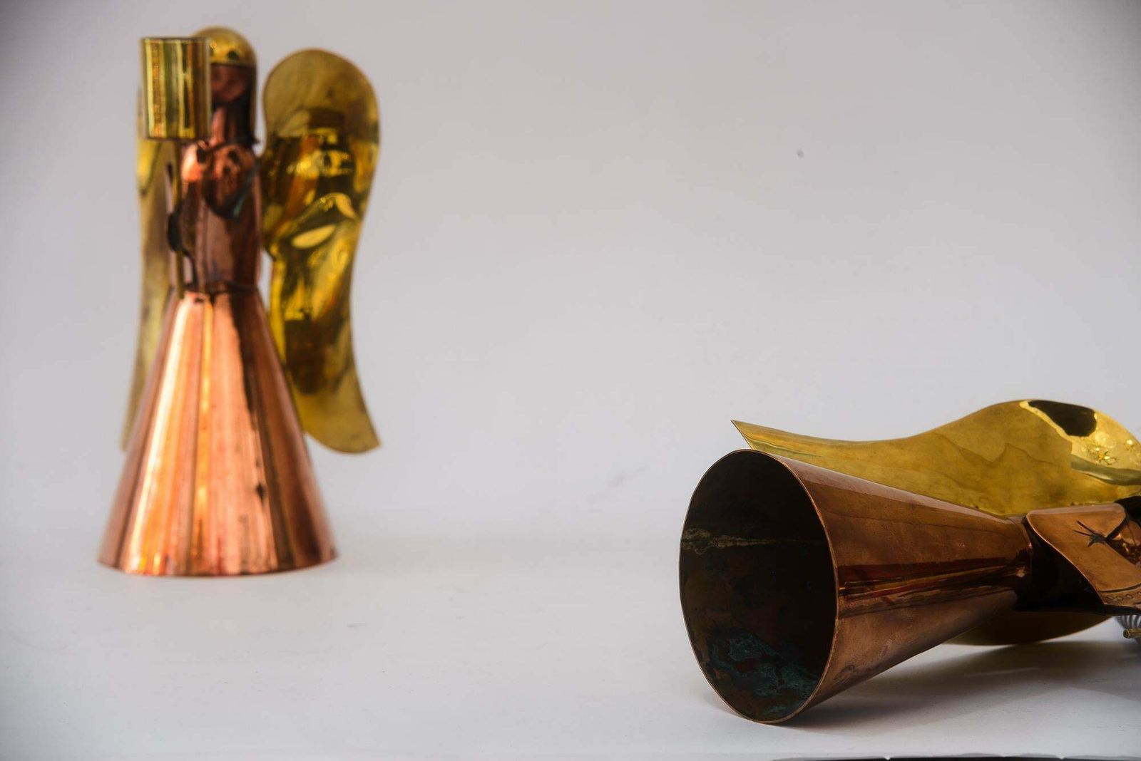 2 Candle Holder In Angel Shape Vienna Around 1950s photo vintage