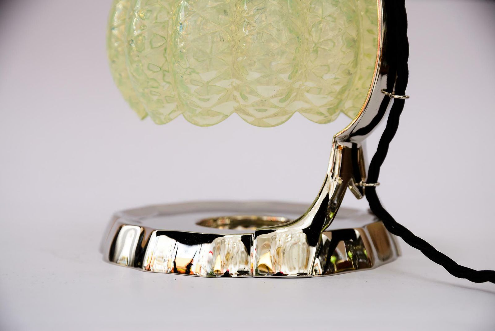 photo buy Art Deco Nickel Table Lamp With Original Opaline Glass Shade Vienna Around 1920s