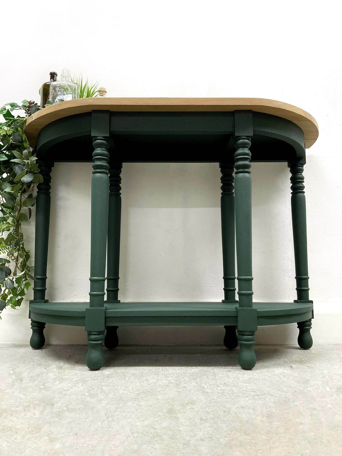 Demilune Rustic Console Table. Rustic Hallway Table. Sofa Table. Green Console Table. Hand Painted. Hand Crafted. photo buy