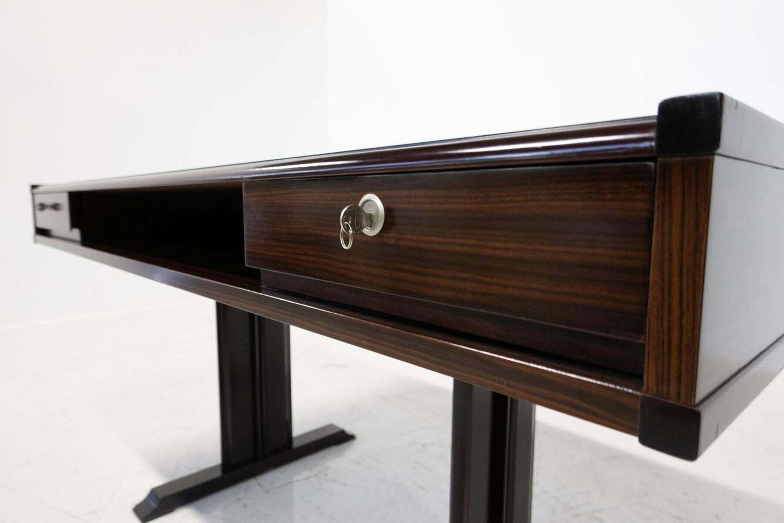 Mid Century Modern Wooden Desk With Drawers, Italy, 1960s photo Furniture