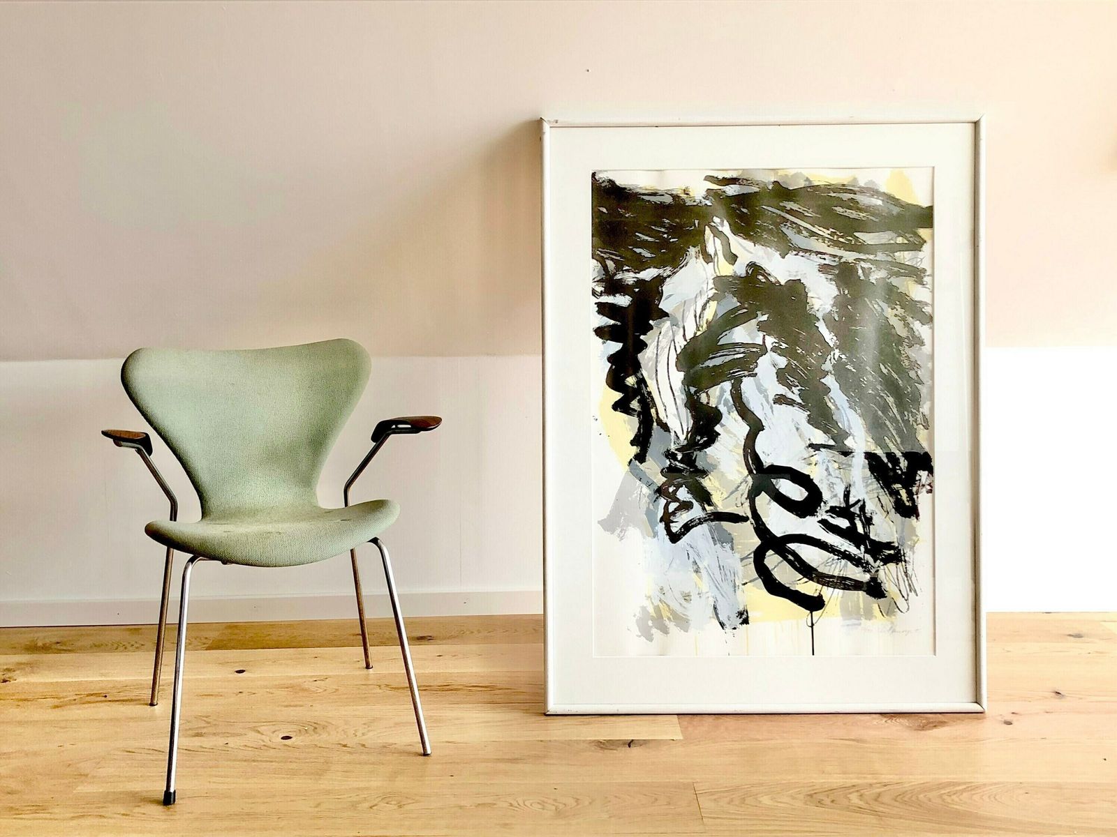 Large Original Danish Abstract Lithographic Print By Artist Peter Mandrup (1948 2009)