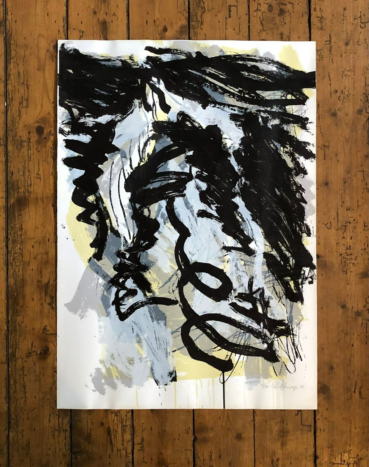 photo furniture Large Original Danish Abstract Lithographic Print By Artist Peter Mandrup (1948 2009)