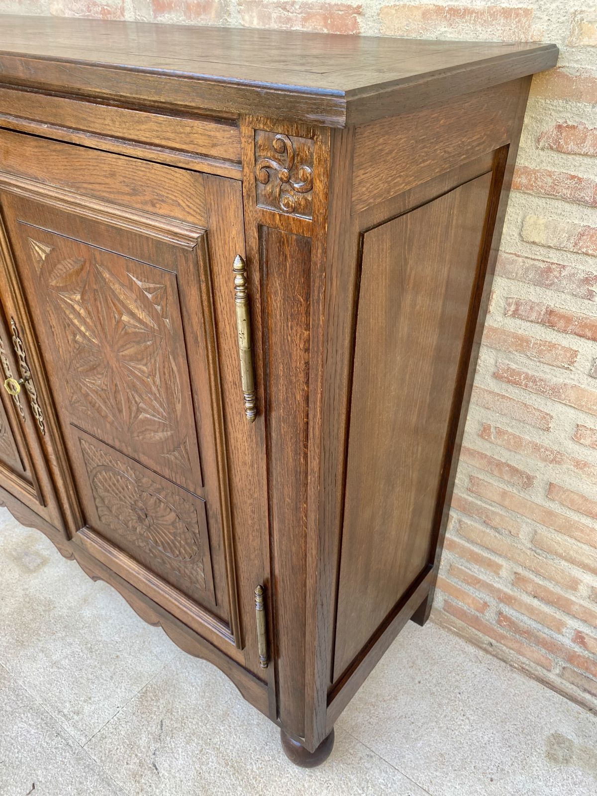 19th French Walnut Two Door Buffet Cabinet With Round Legs photo 3931.0