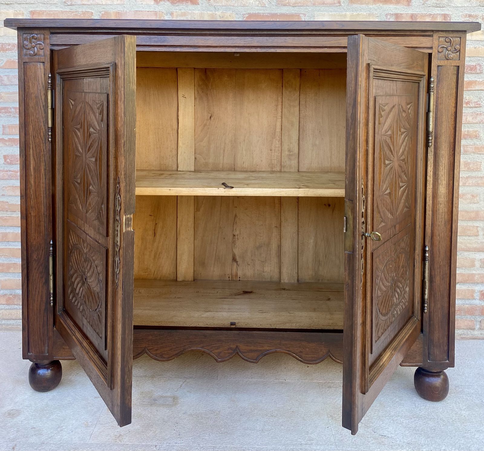 19th French Walnut Two Door Buffet Cabinet With Round Legs photo buy