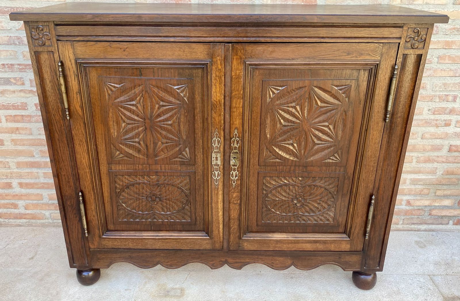 photo for sale 19th French Walnut Two Door Buffet Cabinet With Round Legs