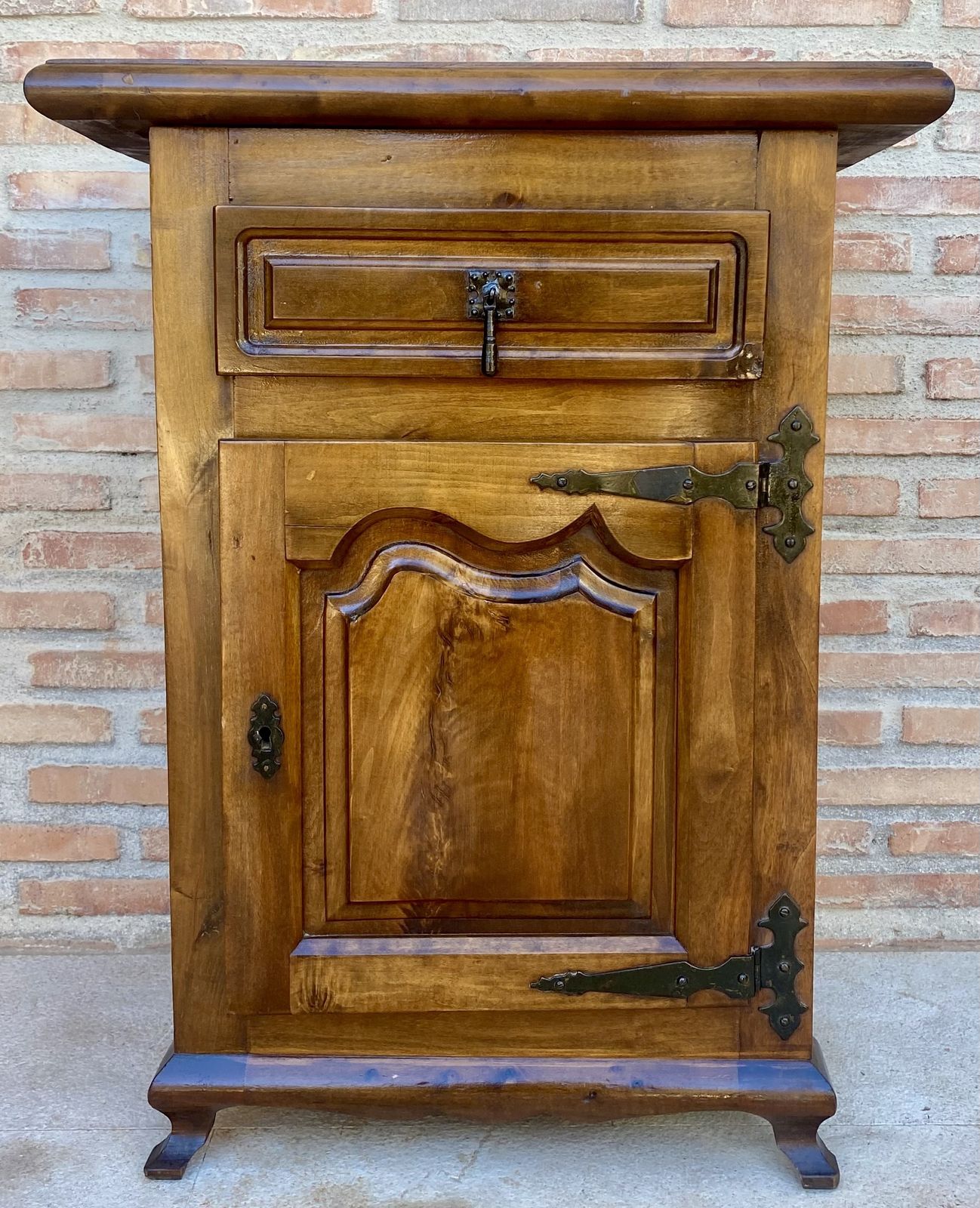 1680.0 20th Century Spanish Walnut Chest Table With Drawer And Door, 1930s photo