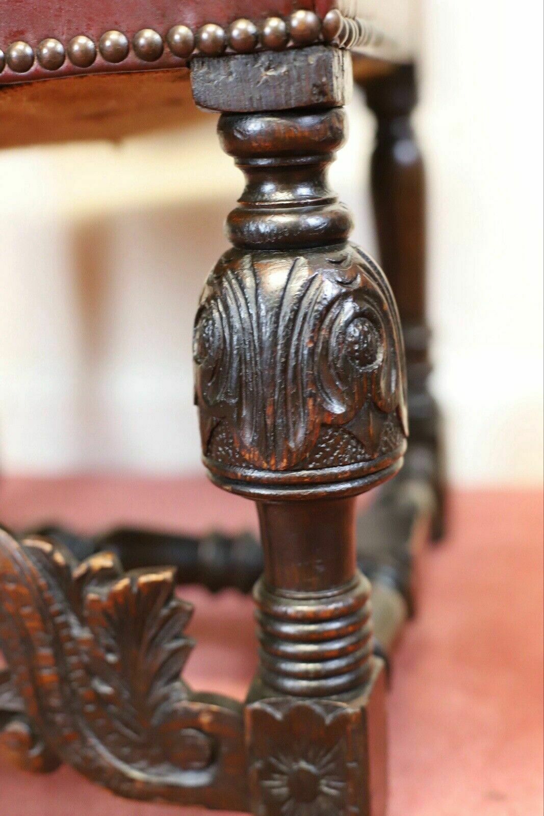 photo for sale Stunning Set Of Four Victorian Heavily Carved Oak Dining Chairs