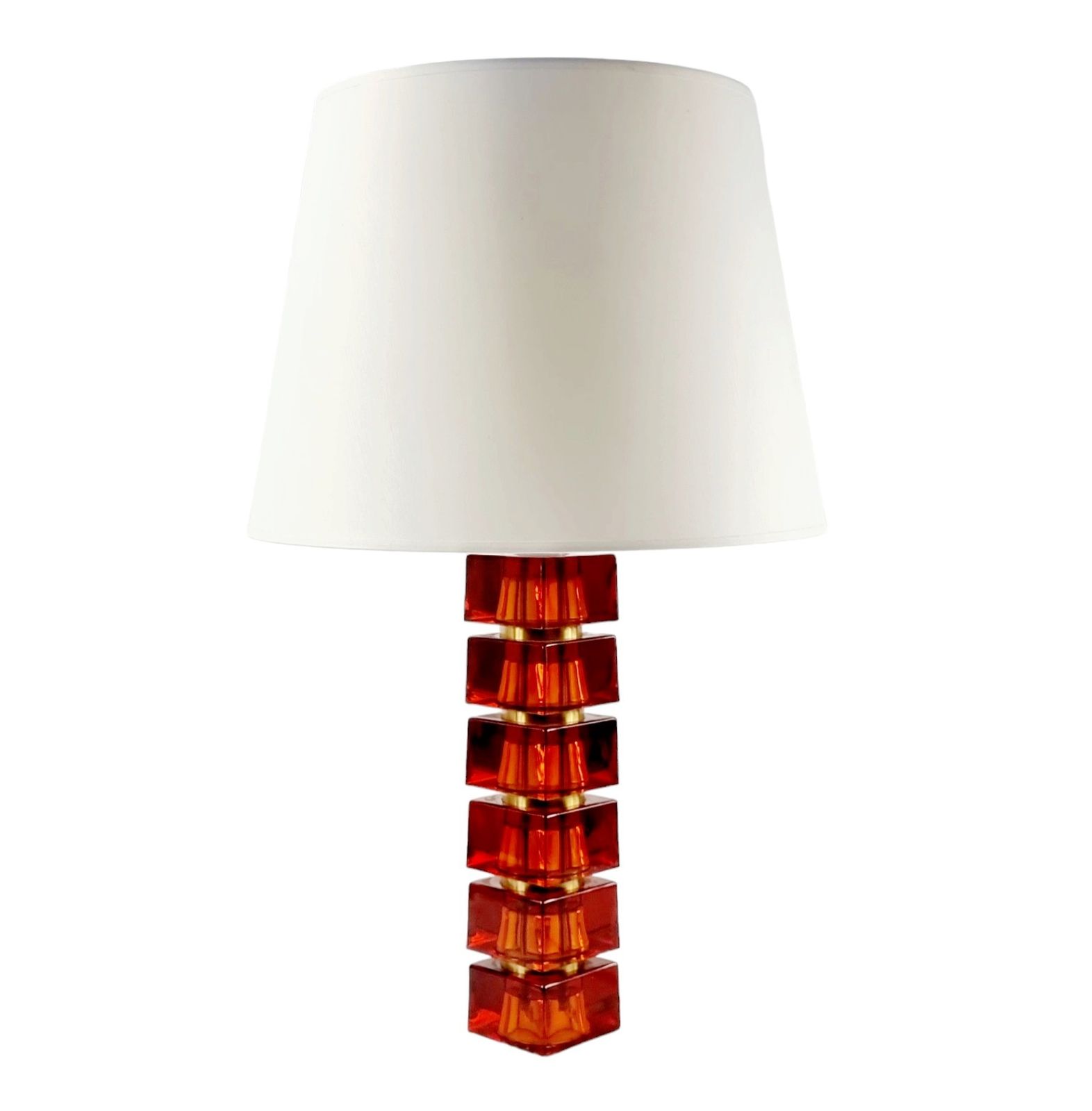 Grote Mid Century Scandinavische Tafelamp Van Glas En Messing Door Carl Fagerlund Voor Orrefors, Zweden, Jaren 1960