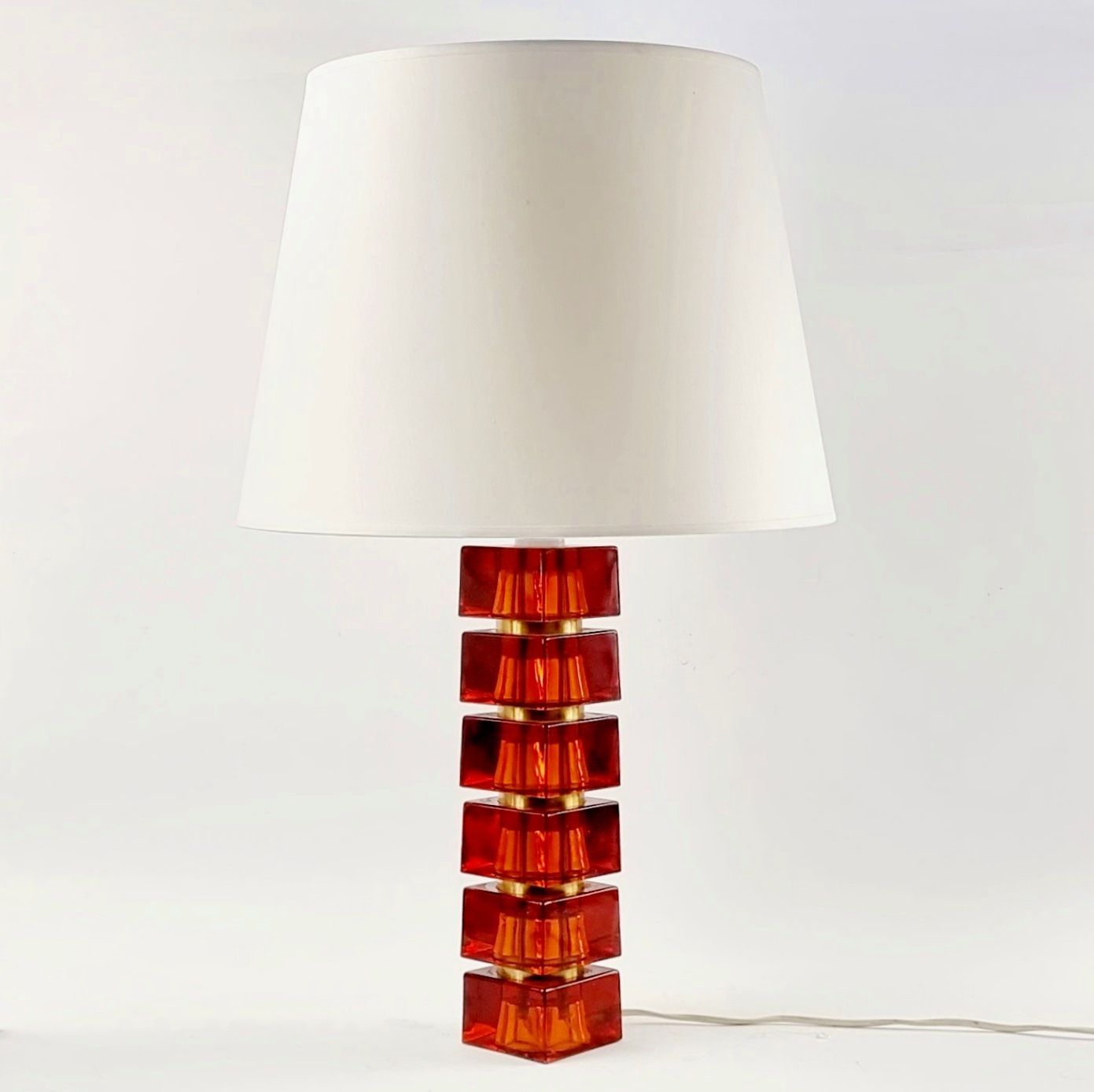 Grote Mid Century Scandinavische Tafelamp Van Glas En Messing Door Carl Fagerlund Voor Orrefors, Zweden, Jaren 1960 photo furniture