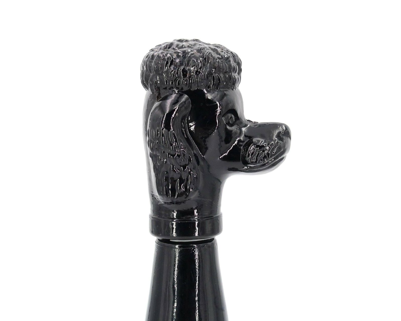 Huge Italian Black Glass Poodle Dog Decanter, 1960s / Empoli, Genie Bottle, Made In Italy photo 309.0