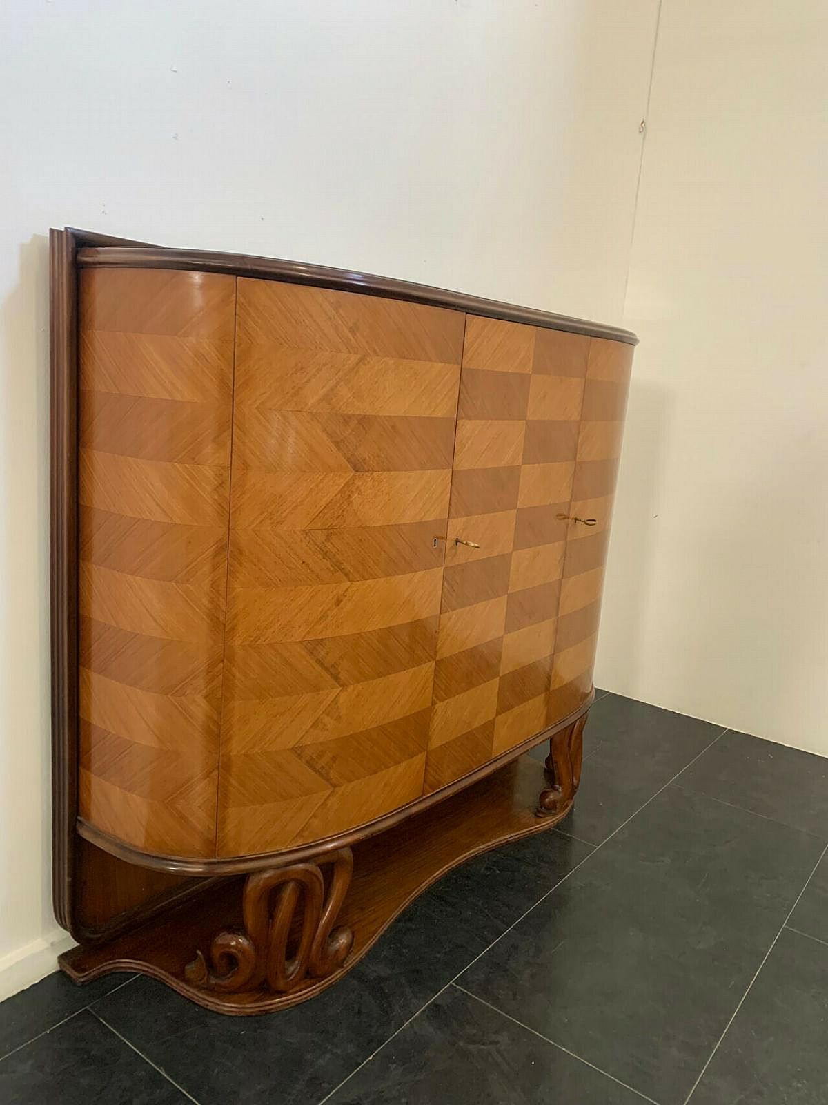 Mahogany Sideboard Veneered In Cherry Wood By Fratelli Tagliabue, 1940s photo vintage