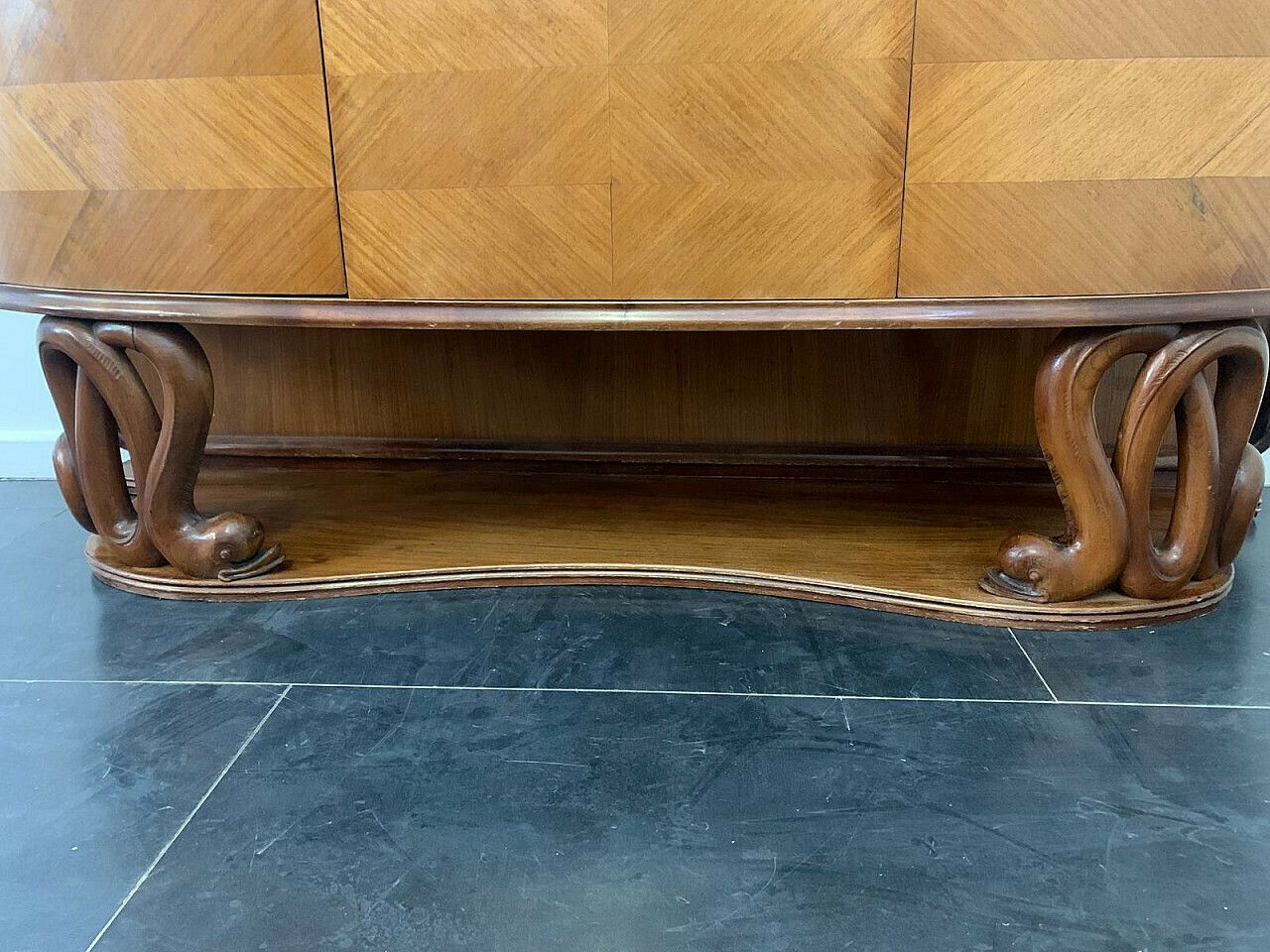 Furniture Mahogany Sideboard Veneered In Cherry Wood By Fratelli Tagliabue, 1940s photo