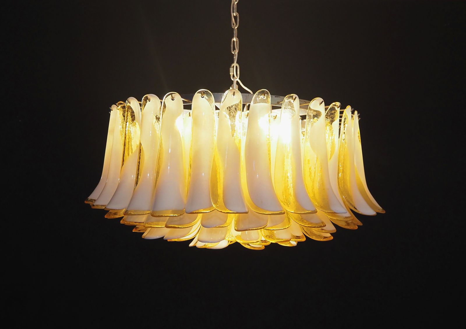 2415.0 Large Murano Glass Chandelier  101 Caramel Lattimo Glass Petal photo