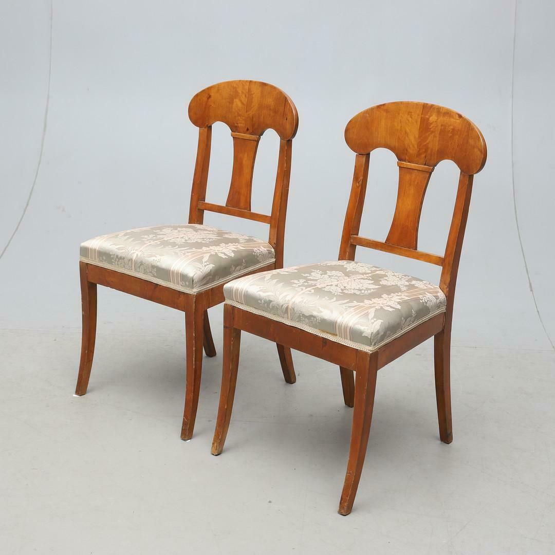 Swedish Biedermeier Dining Chairs Set Of 4 Quilt Golden Birch Honey Colour 1800s photo Furniture