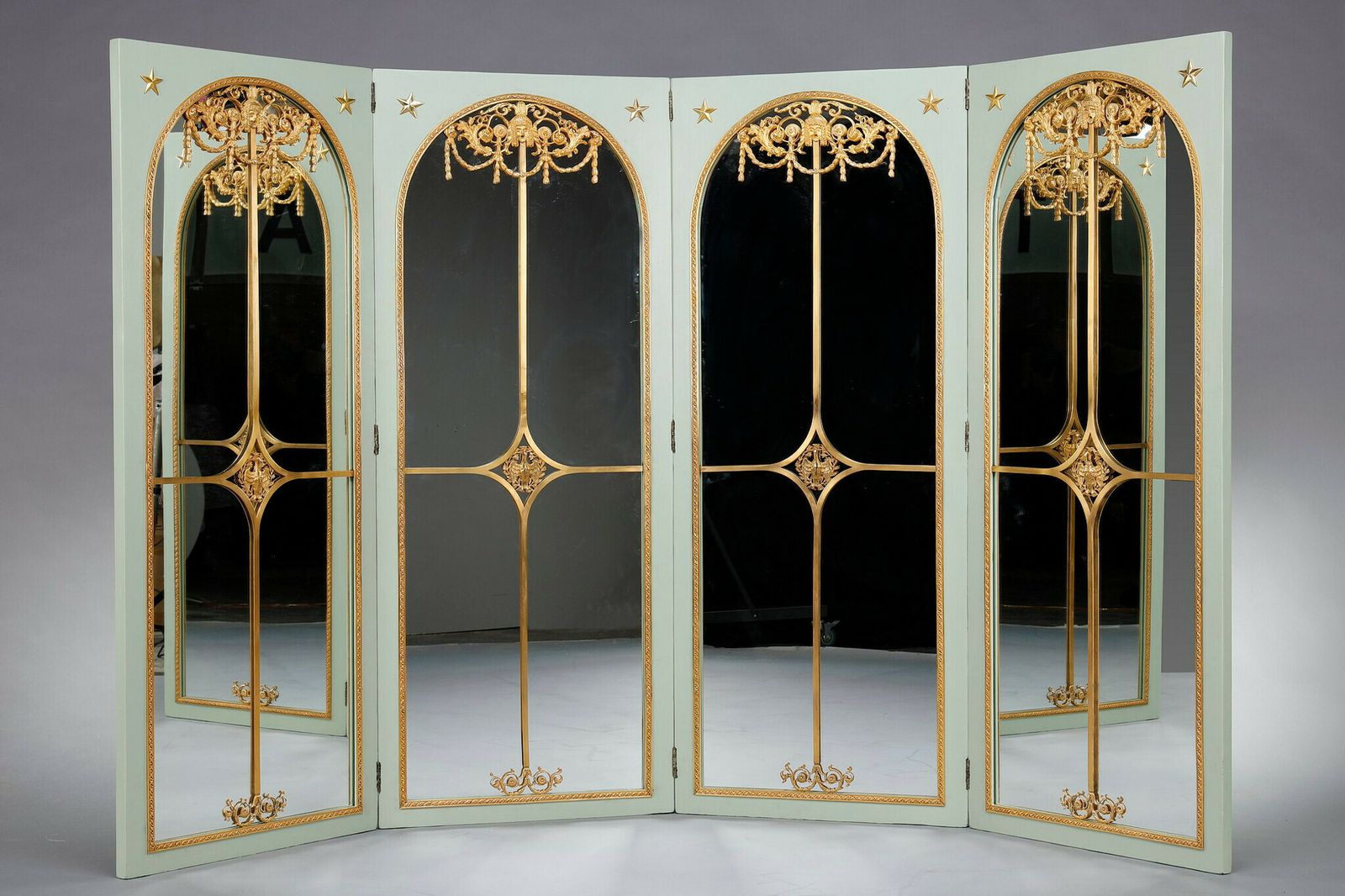 Mirror Screen In Lacquered Wood With Gilt Bronze Frame photo 10106.0