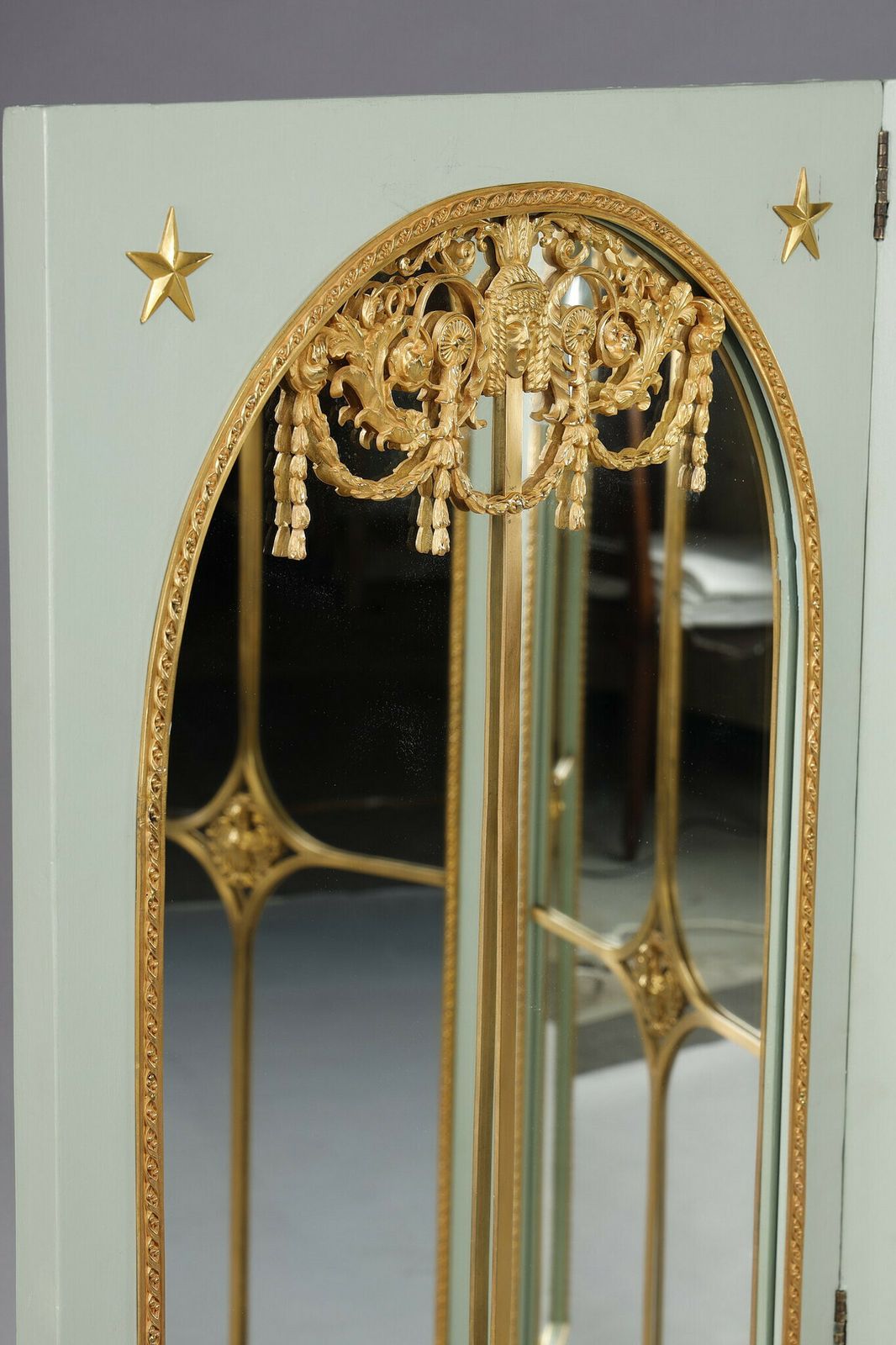 Mirror Screen In Lacquered Wood With Gilt Bronze Frame photo vintage