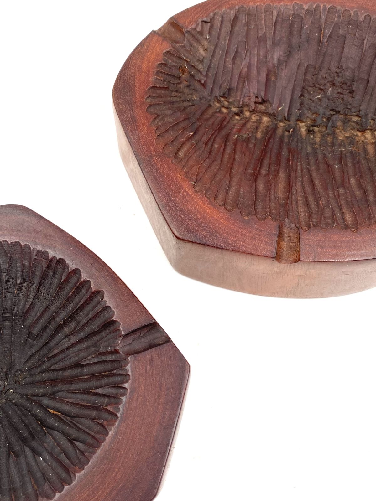 photo buy Organic Modern Set Of 2 Wood Ashtrays, France 1970s