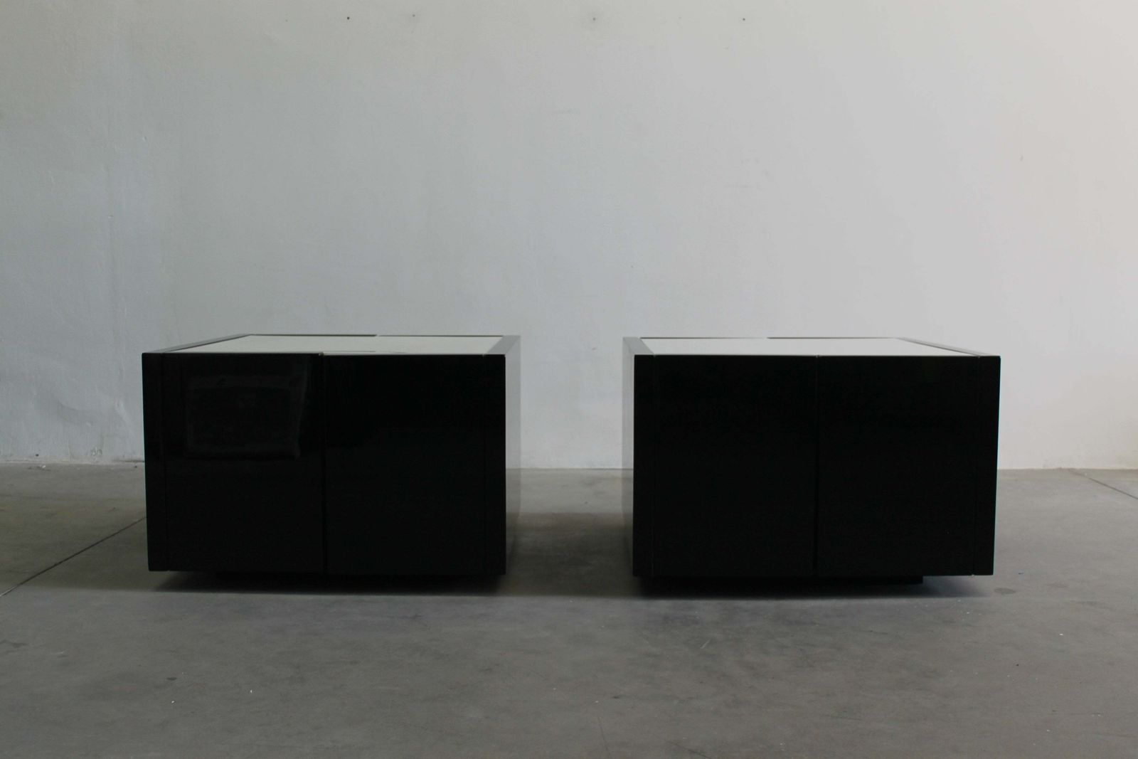 Massimo & Lella Vignelli Set Of Two Black Saratoga Bar Cabinet By Poltronova