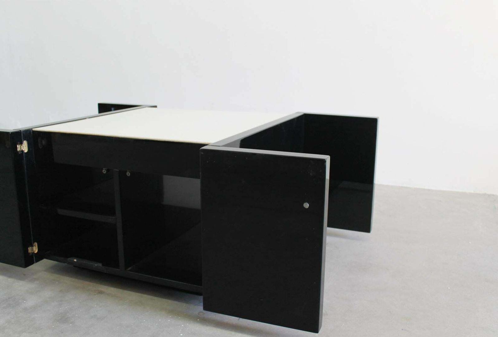 Massimo & Lella Vignelli Set Of Two Black Saratoga Bar Cabinet By Poltronova photo Furniture