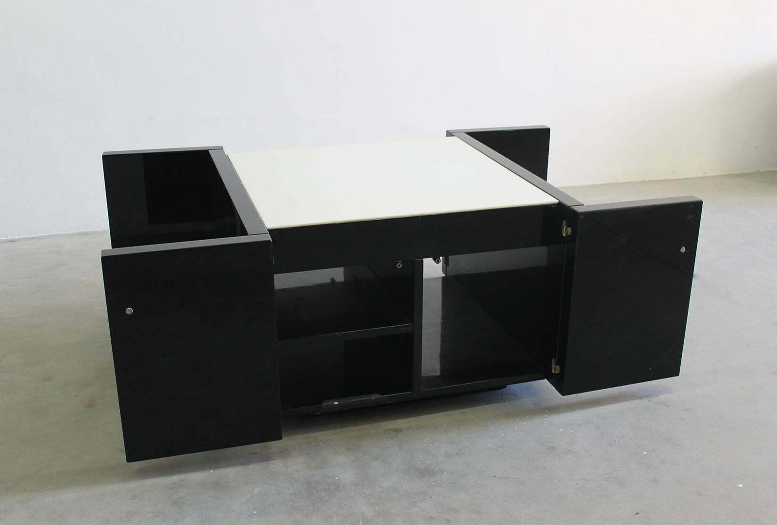 Massimo & Lella Vignelli Black Saratoga Side Table Or Bar Cabinet By Poltronova photo Furniture