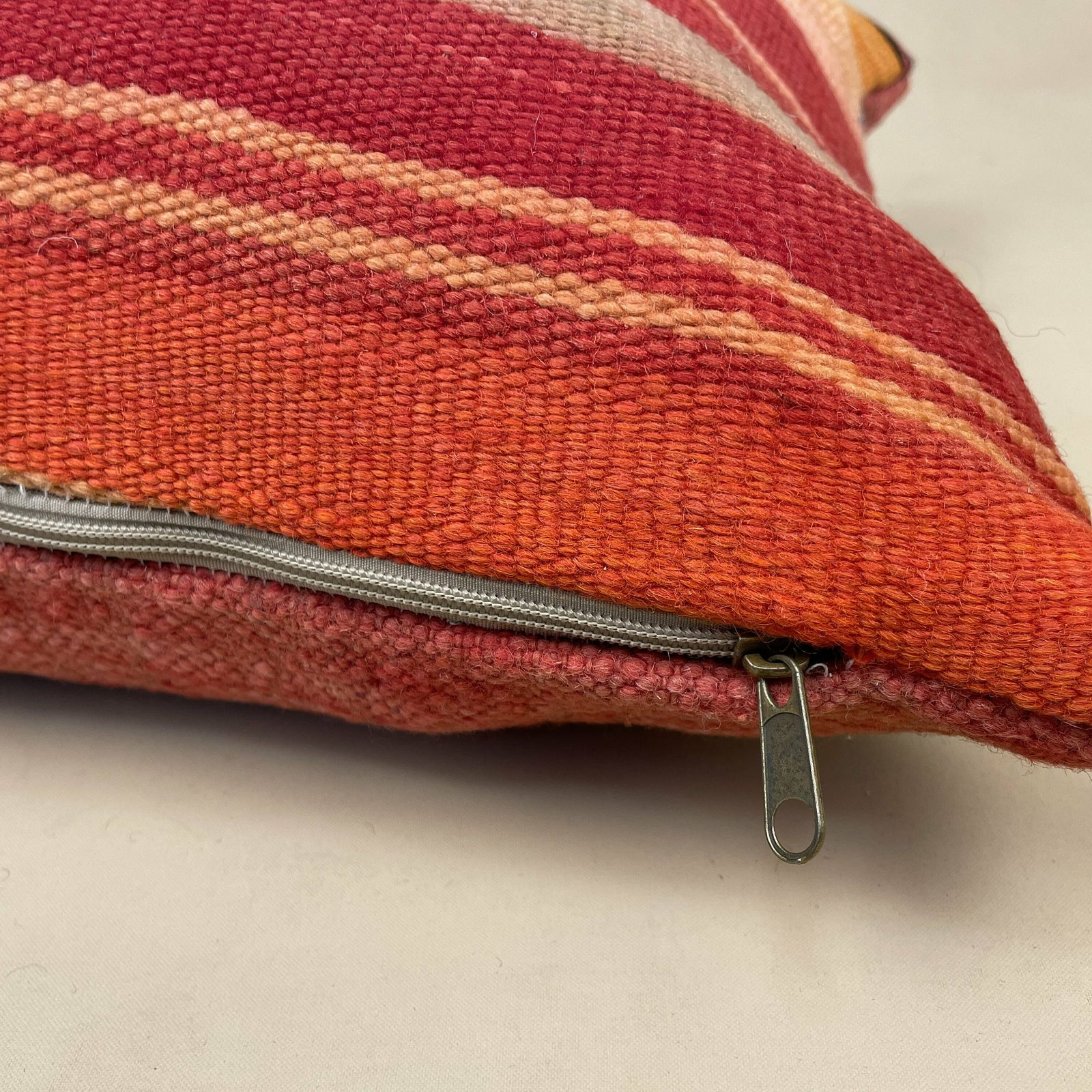 Antique Kilim Cushioncarpet Bolster Pillow Feather Filled Handwoven Red White photo buy
