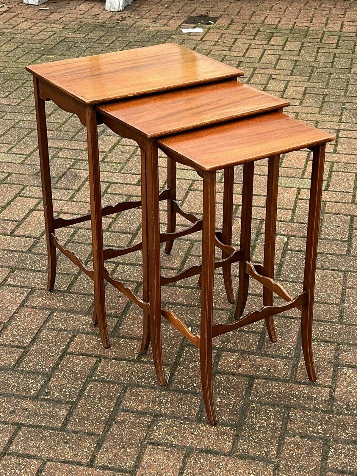 Edwardian Inlaid Mahogany Nest Of 3 Tables photo for sale
