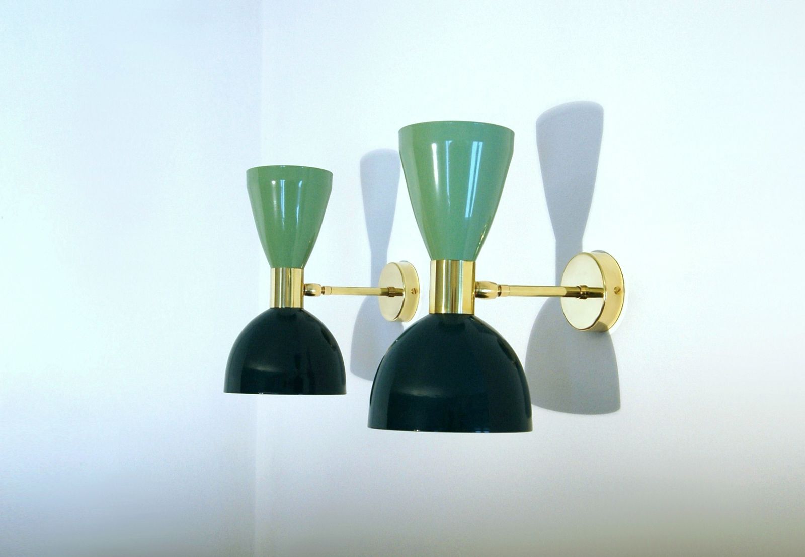 Pair Of Wall Lamp Metal / Brass Light Green / Dark Green   Style '50 photo furniture