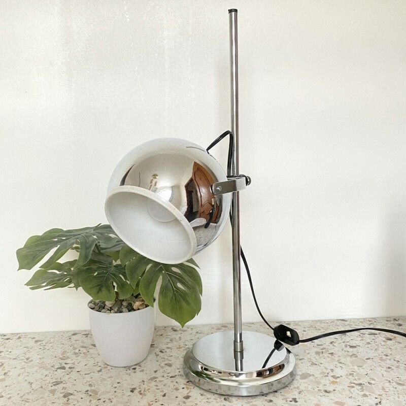Goffredo Reggiani Chrome Eyeball Bureaulamp – Space Age, Jaren 1960 photo vinterior