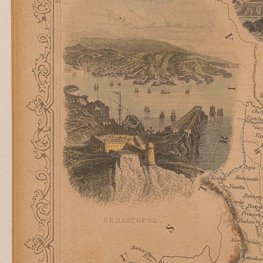 Antique Lithography Map, Black Sea, English, Framed, Cartography, Victorian photo vinterior