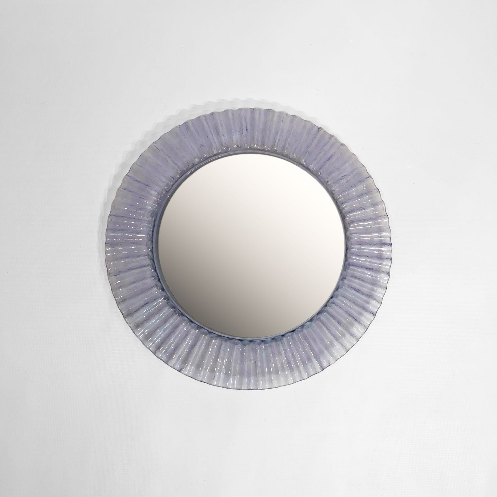 Acrylic Ice Wave Round Wall Mirror Italian 1970s Post Modern 1980s Bathroom photo for sale